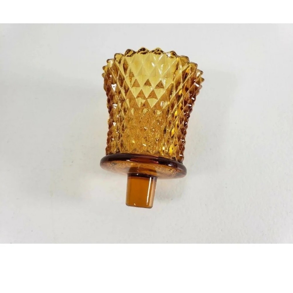 Diamond cut amber glass peg votive holders